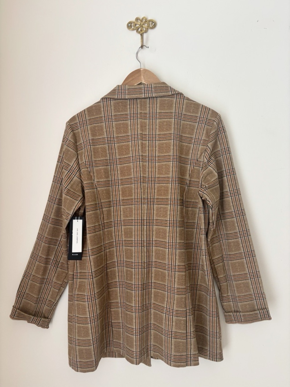 Liverpool Jeans Brown Plaid Stretchy Boyfriend Blazer XL NEW NWT - Picture 4 of 7